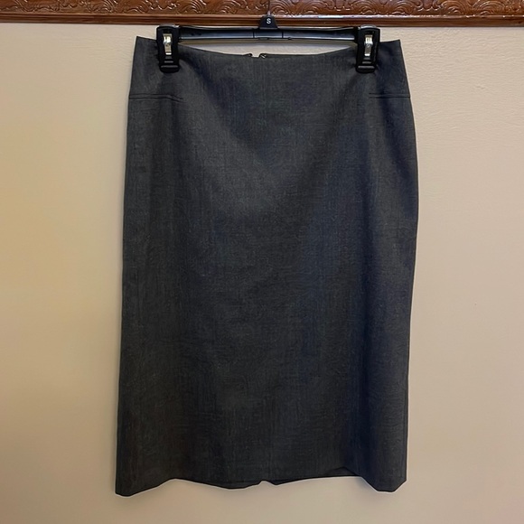 LOFT VTG petite classic A-line wool grey classic minimalist SKIRT back pleat 6P - Picture 3 of 13